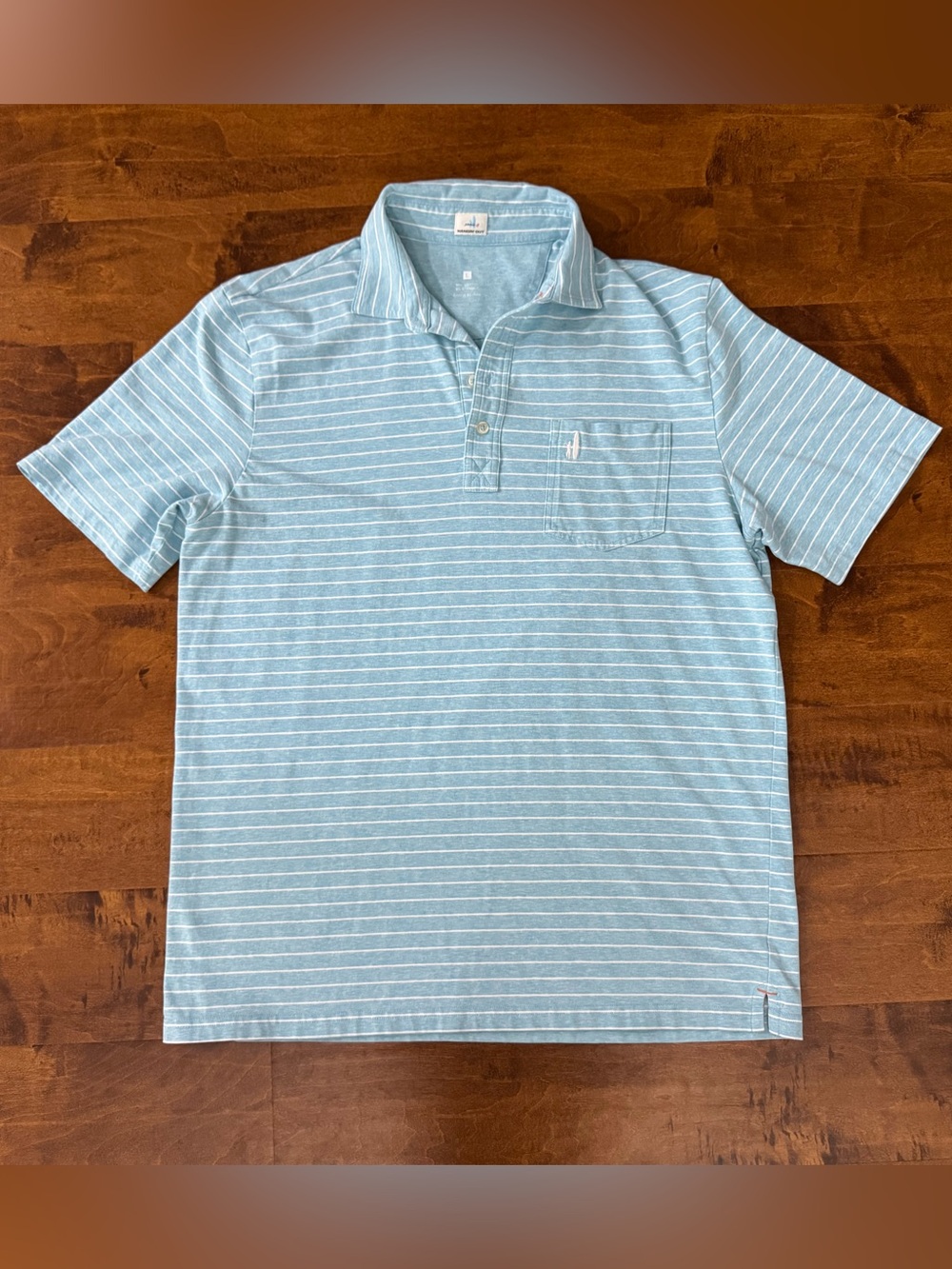Blue striped men’s large Johnnie-O front pocket polo